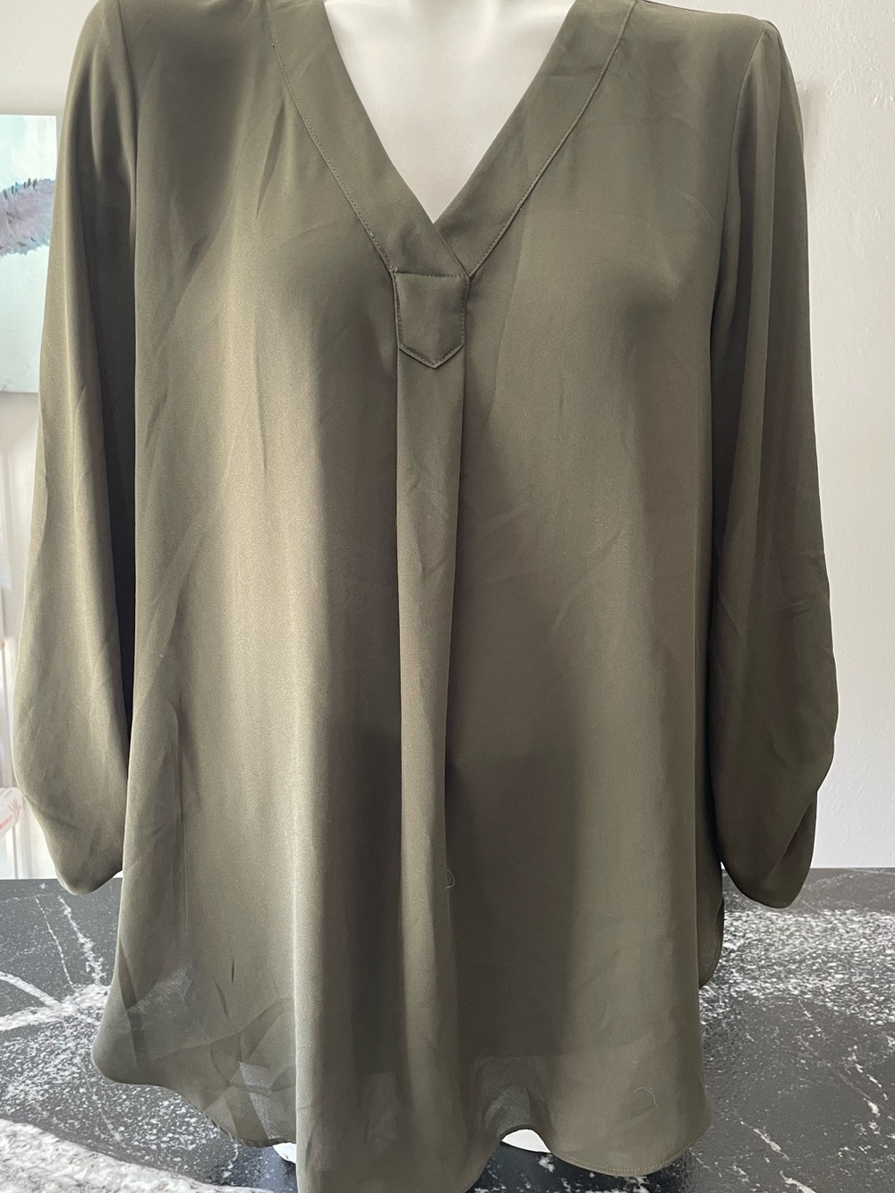 Apt. 9 Olive V-Neck Tunic Blouse